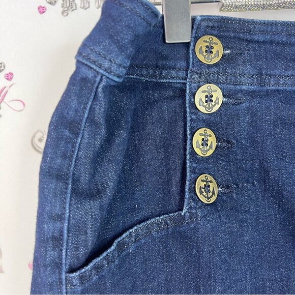 Express jeans shorts buttons nautical sailor Black High Waist Buttoned Shorts - Picture 3 of 9